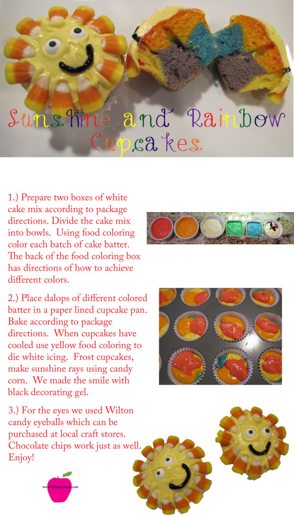 sunshine and rainbow cupcakes
